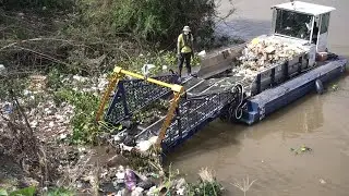 Trash Cleaning Boat in Cambodia