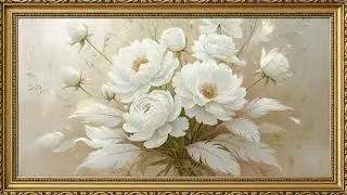 Elegant White Peonies | 4K TV Art Gallery Screensaver | Framed Art Screensaver