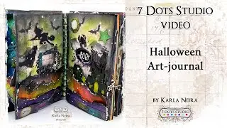 Halloween Art Journal Page with Paint Chips papers from 7 Dots Studio