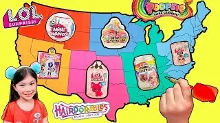 Throwing a Dart at a Map & Unboxing Whatever Toy it Lands On! LOL Surprise + Poopsie Slime Surprise