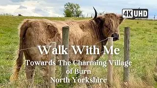 Walking Tour of Yorkshire Countryside | Highland Cow, Farming Fields & Passing Trains
