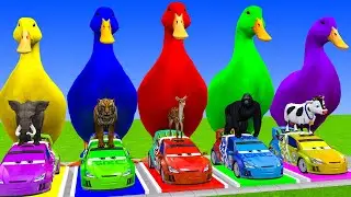 Long Slide Game With Cow Elephant Gorilla Hippopotamus Tiger 3d Animal Game Funny 3d Animals