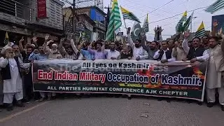 People in Muzaffarabad protest against India