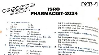 ISRO Pharmacist 2024 Question Paper with Solution | isro Pharma Exam Preparation | Part 1