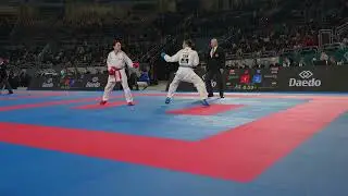 2025 Cairo quarter-final Female Kumite &minus;55 kg: Daiyana Darenskaya  (KAZ) vs Elena Quirici (SUI)