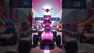 pink cat wins car race | Meowverse