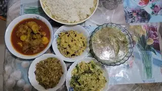 দেশি মুরগি আলু দিয়ে | বেগুন ভর্তা, আলু ভর্তা, মুসুরির ডাল, মুলা ভাজি | Neel-er-ma-er-ranna-ghor