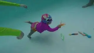 10 month baby learning to swim