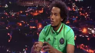 Thomas Mlambo, host of sport @ 10 interviews pirates footballer Issa Sarr