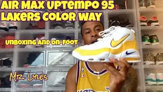 NIKE AIR MAX UPTEMPO 95 LAKERS COLOR WAY UNBOXING AND ON FOOT