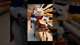 Buff Cat's Supermarket Chaos: Trolley Fails to Epic Win! 😹🛒 #AICatShop