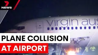 Tug collides with Virgin Australia plane at Melbourne airport | 7NEWS