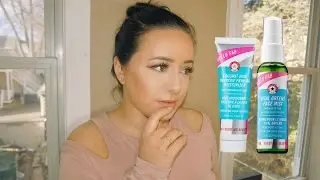 FIRST AID BEAUTY COCONUT SKIN SMOOTHIE PRIMING MOISTURIZER &  VITAL GREENS FACE MIST REVIEW/DEMO
