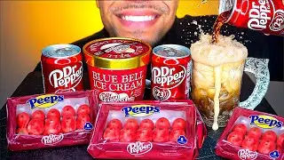 ASMR DR PEPPER ULTIMATE TASTE TEST! ICE CREAM FLOAT PEEPS DRINKING MUKBANG NO TALKING