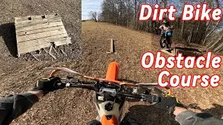 Riding DIY Trials obstacles on a KTM 250 Dirt Bike