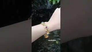 16ctw Cabochon Cut Ruby Emerald Sapphire Bracelet