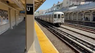 BMT Sea Beach Line: (N)(Q)(W) Local/Express train action at Avenue U