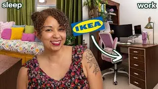 making over my guest bedroom into my dream cozy office + ikea desk hack