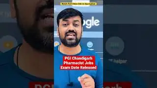 PGI Chandigarh || Pharmacist Vacancy jobs #pharmacist #job #government #admitcard #exam  #b_pharma