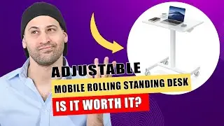 Sweetcrispy Small Mobile Rolling Standing Desk - Overbed Table, Teacher Podium with Wheels