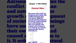 THE TREES Central Idea !! Central Idea !! Poem !! chapter 7. central idea class 10th #centralidea