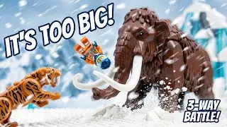 10,000 BC LEGO BATTLE: Cavemen vs. Mammoth & Sabertooth! 🏹
