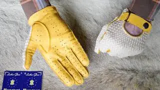 Yellow Driving Gloves Deerskin Leather Cotton Crochet Top