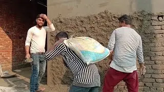 Cement and Sand Wall Plastering Red Bricks Raj Mistri Kam Easy technique