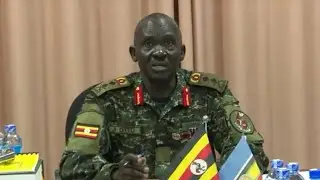 Maj. Gen. Richard Otto, UPDF Chief of Defence Intelligence and Security, tips NCTC officers