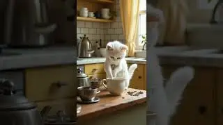little cute cat making tea ☕ #cat #funny #trending #trendingshorts #viralshorts