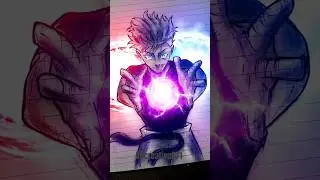 Drawing Gojo launching Hollow Purple on Mahoraga|Glowart|#animedrawing #anime #penart