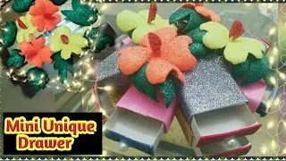 Mini unique drawer#how to make mini drawers with matchbox#mini drawers diy with glitter fomic sheets