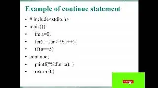 Loop Control Statements -Continue in C Programming || CS AND SE||