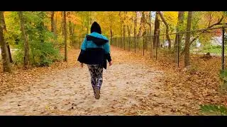 Beautiful autumn hiking trail in Akron Ohio