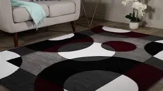 Modern Circles Area Rug - 100 Burgundy-2