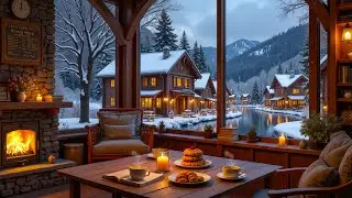 Silent Winter Cabin by the Lake ❄️ Warm Fireplace Ambience & Soft Jazz for Reading, Study & Relax