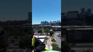 Commercial window cleaning using an 80' Boom lift @ a luxury apartment complex in Denver