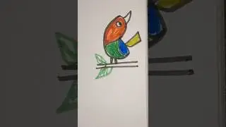Easy 🐦 Bird tutorial #kids#drawing for kids #colours #easy drawing #kids color Box #shorts