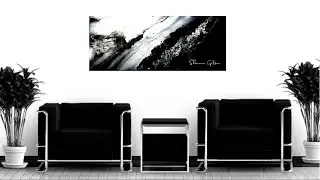 SIMPLE Black & White Acrylic Pour Painting / DUSTPAN Pour / Acrylic Painting / Fluid Painting (207)