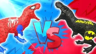 T-rex Spiderman vs Trex Batman- Animal Revolt Battle Simulator - ARBS