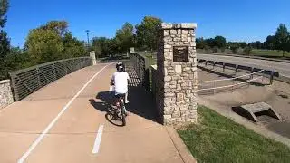 Arkansas river bike trails in Tulsa, Oklahoma.