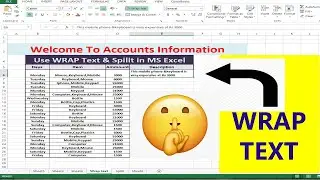 MS Excel | How to use WRAT TEXT & SPILIT In MS excel | Accounts Information (Azeem Ahmed Khan)