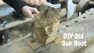 Transforming an Old Oak Root into a Handmade Toothbrush and Paste Shelf