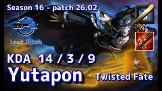 【JPサーバー/C1】DFM Yutapon ツイステッドフェイト(Twisted Fate) VS カサディン(Kassadin) MID - Patch26.02 JP Ranked【LoL】