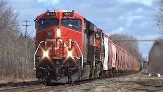 Freight Train CN 594 West w/Potash Rolling Salisbury, NB at Track Speed