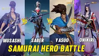 Saber MLBB VS Yasuo LOL Wild Rift VS Musashi HOK KOG VS Onikiri OA Hero Skill Effect Comparison 2023