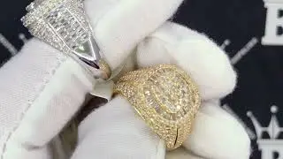 Iced Out Cushion Top Baguette Diamond Ring 3.35cttw 10K Gold White or Yellow | Hip Hop Bling Jewelry