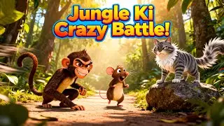 Bandar vs Billi! Jungle Ki Crazy Battle | Funny Adventure Cartoon