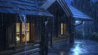 Fall Asleep Instantly 💤 Heavy Rain & Thunderstorm Sounds on Roof of Farmhouse in Forest at Night