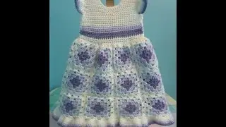 How to Crochet a Granny Square Baby Dress - Easy